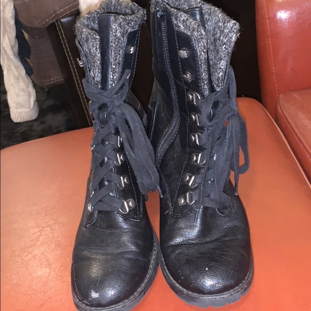 Heeled lace up booties